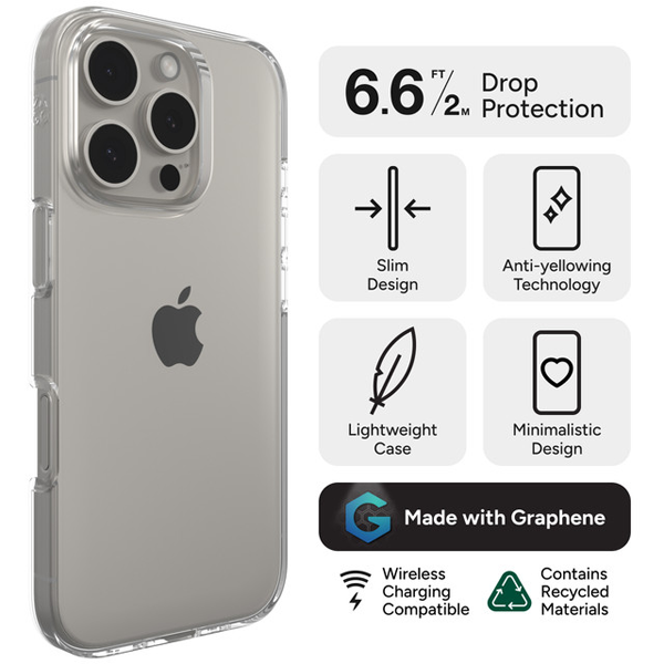 כיסוי לאייפון 16 פרו מקס שקוף תומך MagSafe קליל עם הגנה מתקדמת | ZAGG Crystal Palace Lite