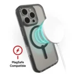 כיסוי לאייפון 16 פרו שחור שקוף תומך MagSafe איכותי | ZAGG Santa Cruz Snap