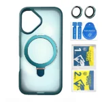 כיסוי מט לאייפון 16 ירוק עם סטנד MagSafe ומגן מצלמה | Velox MagRing