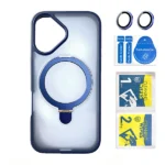 כיסוי מט לאייפון 16 כחול עם סטנד MagSafe ומגן מצלמה | Velox MagRing
