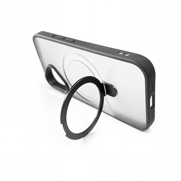 כיסוי מט לאייפון 16 פלוס אפור עם סטנד MagSafe ומגן מצלמה | Velox MagRing