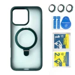 כיסוי מט לאייפון 16 פרו ירוק עם סטנד MagSafe ומגן מצלמה | Velox MagRing