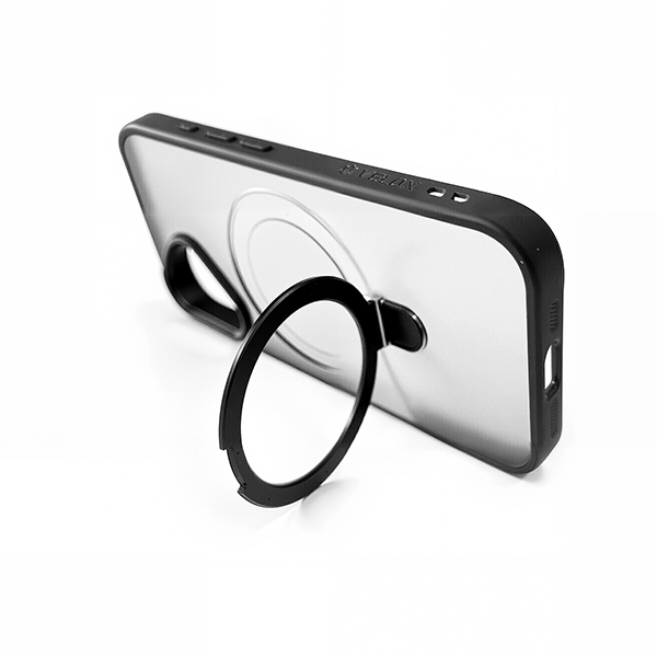 כיסוי מט לאייפון 16 שחור עם סטנד MagSafe ומגן מצלמה | Velox MagRing