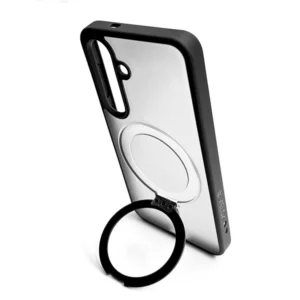 כיסוי מט לגלקסי S25 שחור עם סטנד MagSafe ומגן מצלמה | Velox MagRing