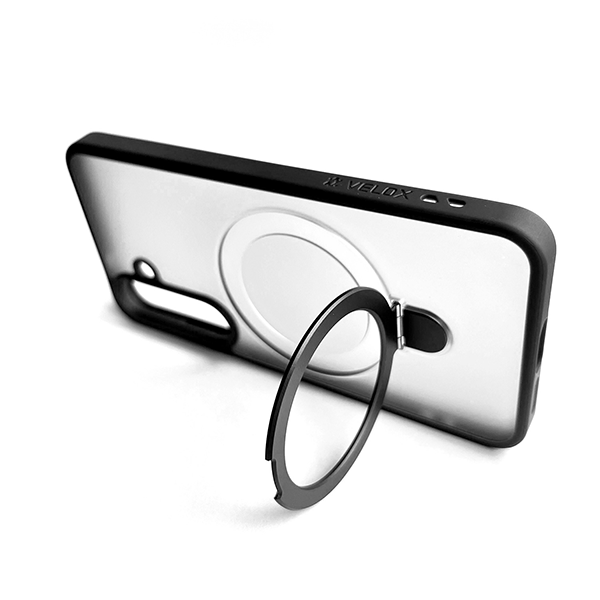 כיסוי מט לגלקסי S25 שחור עם סטנד MagSafe ומגן מצלמה | Velox MagRing