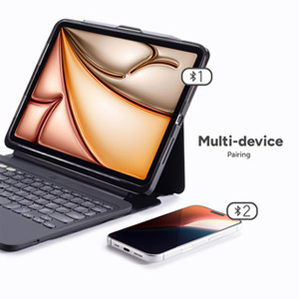 כיסוי מקלדת לאייפד אייר 13 אינץ׳ (M2) שחור | ZAGG Pro Keys 2