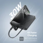 מטען נייד אלחוטי 10,000mAh 30W שחור תומך MagSafe וכבל Type-C מובנה | Baseus