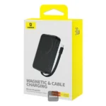 מטען נייד אלחוטי 10,000mAh 30W שחור תומך MagSafe וכבל Type-C מובנה | Baseus