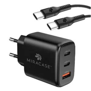 מטען קיר מיני 65W שחור עם כבל Type-C כלול | Miracase MWCM65PD