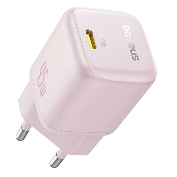 ראש מטען Type-C 45W ורוד קומפקטי | Baseus PicoGo GaN