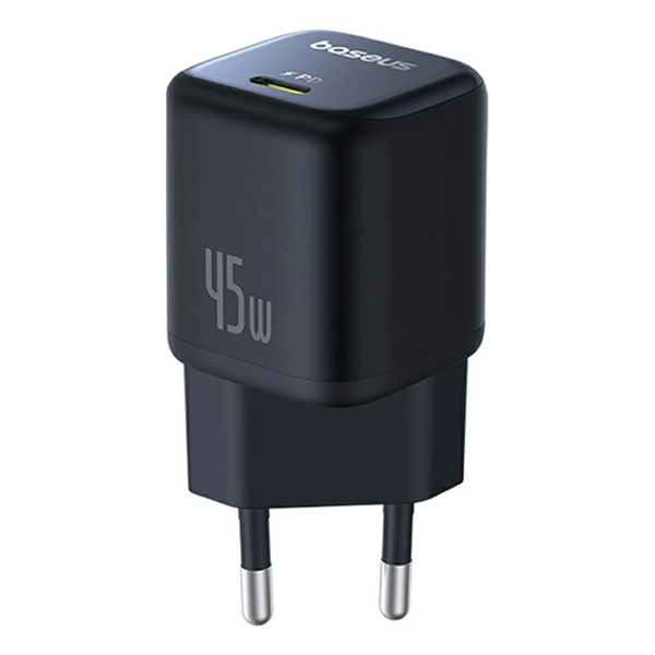 ראש מטען Type-C 45W שחור קומפקטי | Baseus PicoGo GaN