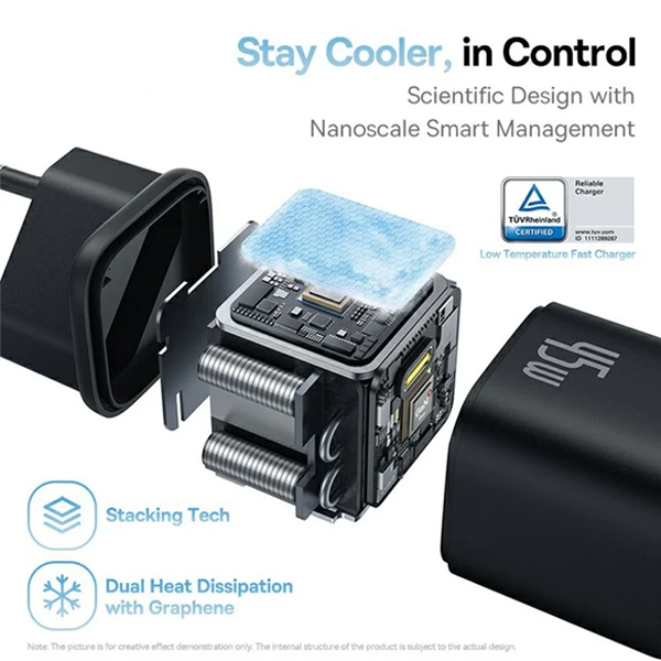 ראש מטען Type-C 45W שחור קומפקטי | Baseus PicoGo GaN