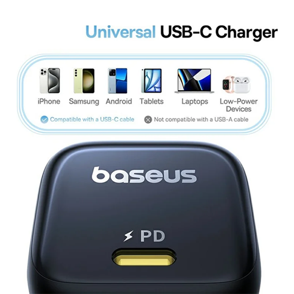 ראש מטען Type-C 45W שחור קומפקטי | Baseus PicoGo GaN
