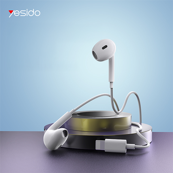 אוזניות Lightning חוטיות ארגונומיות עם שלט מובנה | Yesido YH50