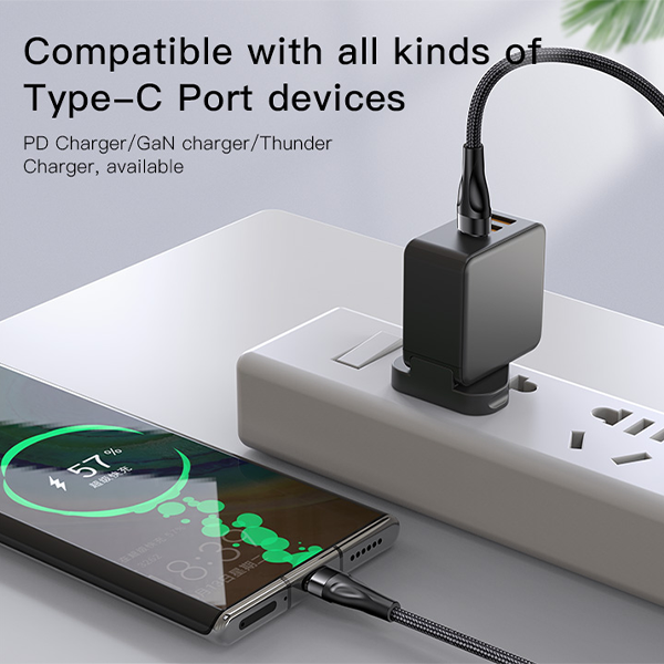 כבל USB-C קלוע 4 ב-1 באורך 1.2 מטר עם חיבורי USB-C ו-Lightning מהירים | Yesido CA110