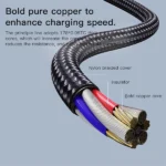 כבל USB-C קלוע 4 ב-1 באורך 1.2 מטר עם חיבורי USB-C ו-Lightning מהירים | Yesido CA110