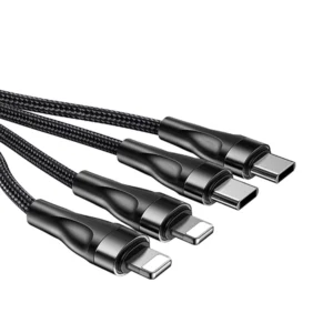 כבל USB-C קלוע 4 ב-1 באורך 1.2 מטר עם חיבורי USB-C ו-Lightning מהירים | Yesido CA110