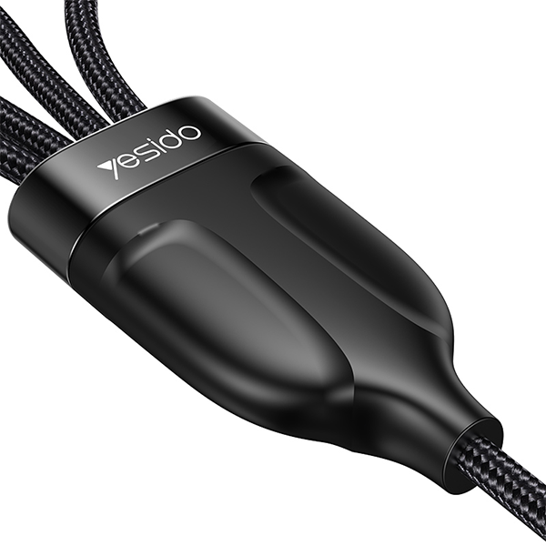 כבל USB-C קלוע 4 ב-1 באורך 1.2 מטר עם חיבורי USB-C ו-Lightning מהירים | Yesido CA110