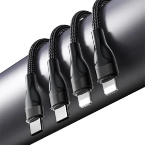 כבל USB-C קלוע 4 ב-1 באורך 1.2 מטר עם חיבורי USB-C ו-Lightning מהירים | Yesido CA110