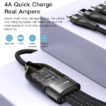 כבל USB-C קלוע 4 ב-1 באורך 1.2 מטר עם חיבורי USB-C ו-Lightning מהירים | Yesido CA110