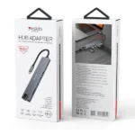 מתאם 8 ב 1 Type C מהיר – Hdmi 4k, רשת, Usb 3.0, Pd, קורא כרטיסים | Yesido Hb27 12