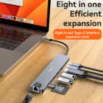 מתאם 8 ב-1 Type-C מהיר – HDMI 4K, רשת, USB 3.0, PD, קורא כרטיסים | Yesido HB27