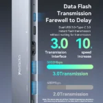 מתאם 8 ב-1 Type-C מהיר – HDMI 4K, רשת, USB 3.0, PD, קורא כרטיסים | Yesido HB27
