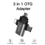 מתאם OTG מהיר 3 ב-1 עם חיבורי Type-C, Micro USB ו-Lightning לנוחיות מקסימלית | Yesido GS15