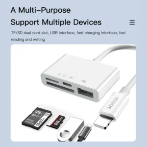 מתאם מצלמה Lightning ל-USB-A, USB-C וכרטיסי זיכרון | Yesido GS12