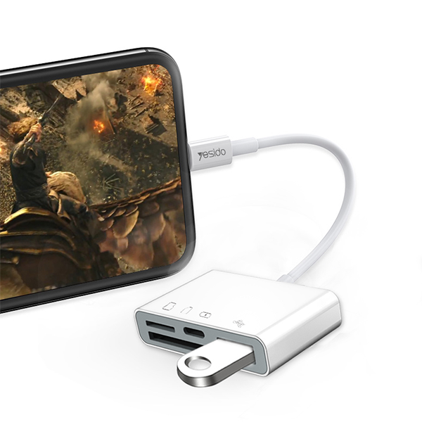 מתאם מצלמה Lightning ל-USB-A, USB-C וכרטיסי זיכרון | Yesido GS12