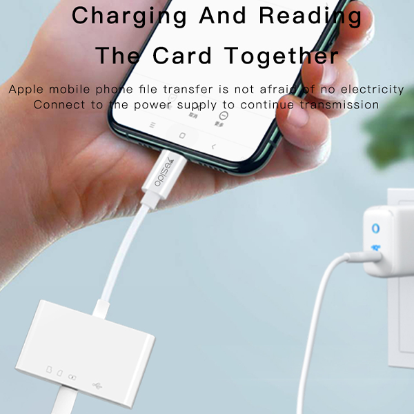 מתאם מצלמה Lightning ל-USB-A, USB-C וכרטיסי זיכרון | Yesido GS12
