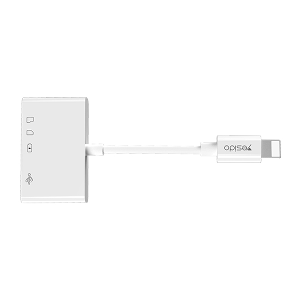 מתאם מצלמה Lightning ל-USB-A, USB-C וכרטיסי זיכרון | Yesido GS12