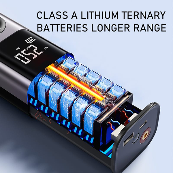 משאבה לניפוח צמיגים וסוללת גיבוי ניידת 4000mAh עם פנס חירום | Nordic QS002