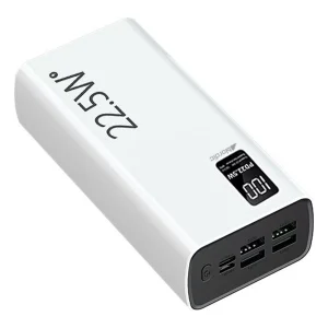 סוללת גיבוי 30,000mAh 22.5W לבנה עם 6 יציאות לסמארטפון ולטאבלט וצג דיגיטלי | Nordic PB-30