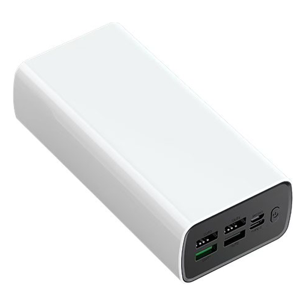 סוללת גיבוי 30,000mAh 22.5W לבנה עם 6 יציאות לסמארטפון ולטאבלט וצג דיגיטלי | Nordic PB-30